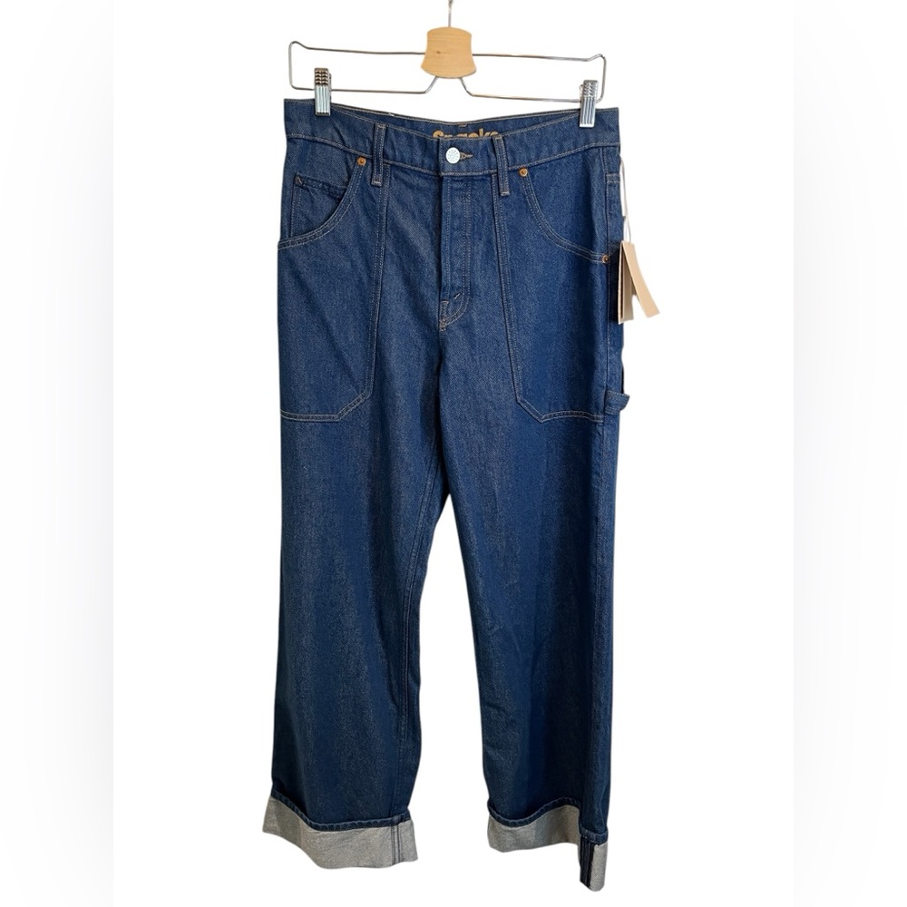 NWT Mother Snacks Smoothie Carpenter Sneak High-Rise Wide Leg Cuffed Jeans - Picture 3 of 12